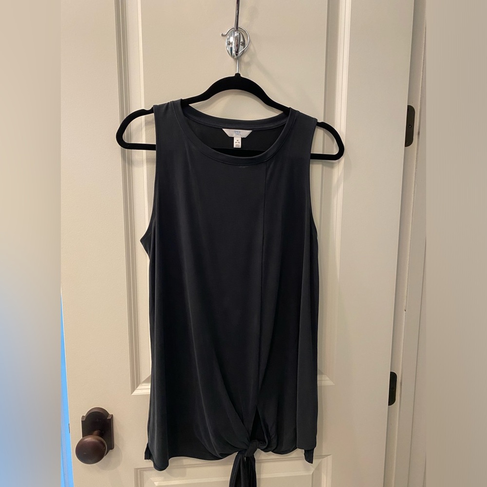 Time & Tru modal black sleeveless knotted tunic.